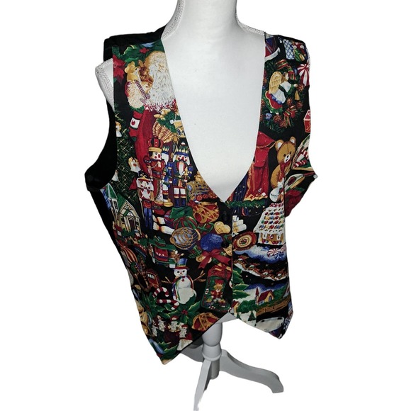NWT- TWO Adorable Holiday Vests for Men or Women Tie Backs XL - Picture 4 of 11